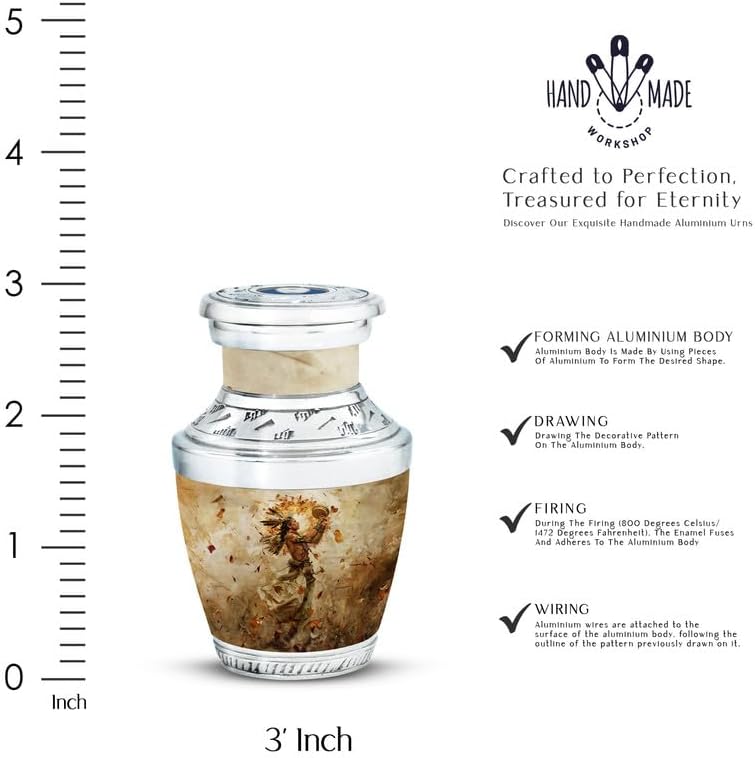 Native American Urns for Human Ashes, Small Decorative Urn, Combo of 1 Large Urn with Velvet Bag and 4 Small, Large Urns for Husband & Wife, Metal Urns, Cremation Urns