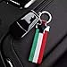 Xotic Tech Italian Flag Theme Stripe 3-Color Nylon Band Strap Keychain w/Inner Leather Key Fob Chain Ring Compatible With Alfa Romeo or Fiat or Ferrari or Maserati or Lamborghini etc
