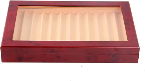 Miniatura 4 de Eapmic Caja de exhibición de pluma de madera, caja organizadora de 12 bolígrafos, vitrina de cristal con tapa, caja de almacenamiento de colección