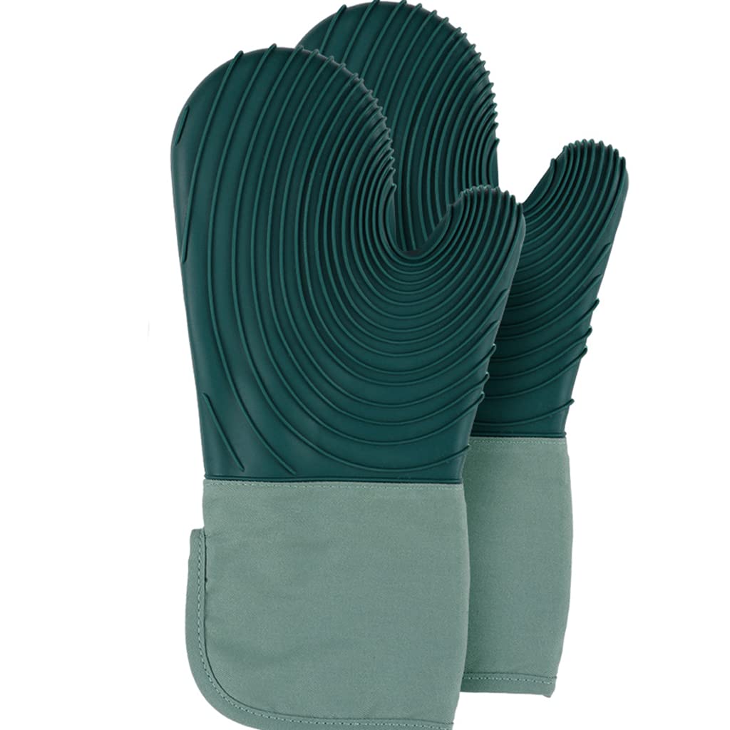 AAPIE 5 pièces/Ensemble Mitaines de Four en Silicone Porte-Pot Vert Gants résistants à la Chaleur Mitaines de Four en Caoutchouc pour Grille-Pain Fours à Micro-Ondes