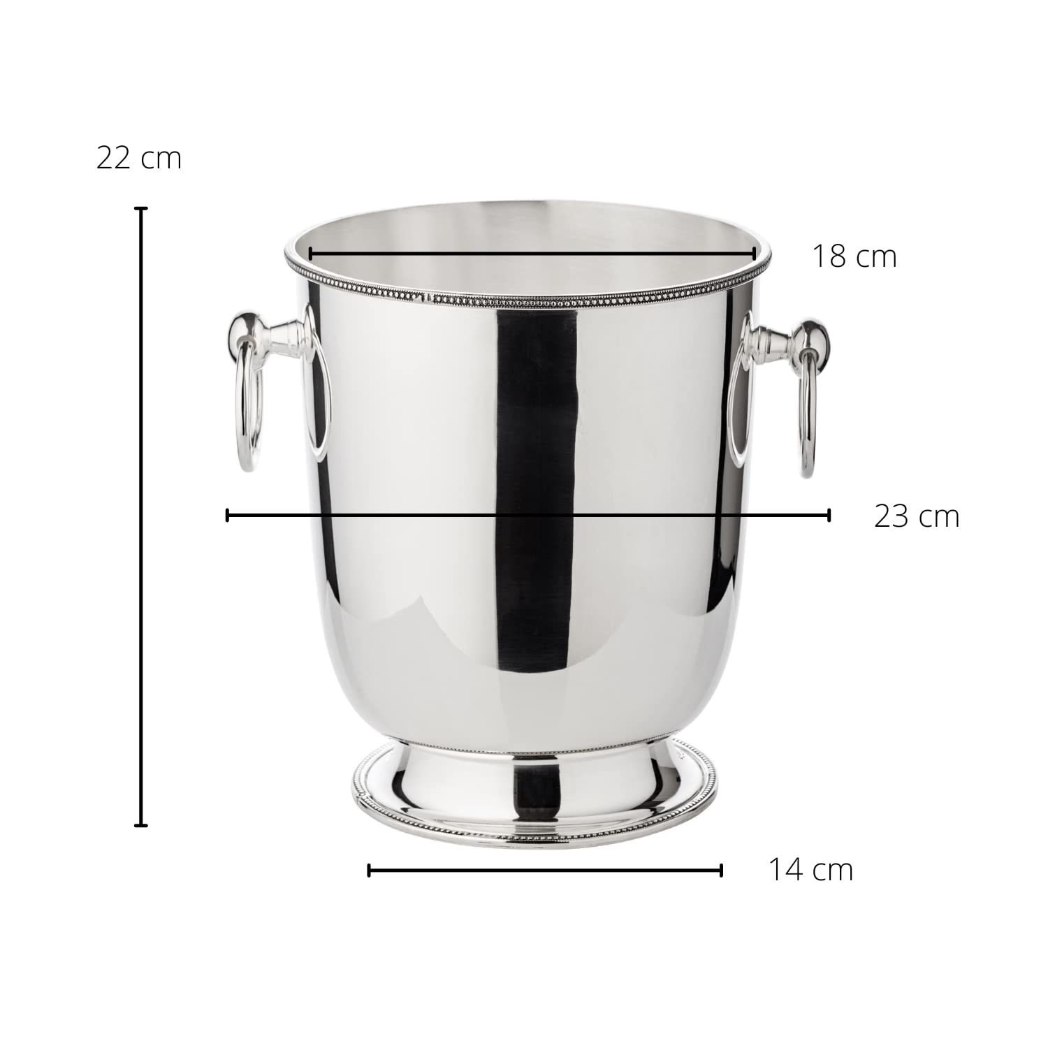 EDZARD Champanera Perla (H 22 cm, Ø 18 cm), plateada gruesa, de doble pared, con asas, para 1 botella – enfriador de vino, enfriador de botellas, cubitera