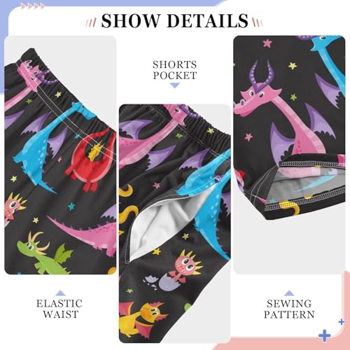 Cute Cartoon Dragon Boys Long Pants Soft Trousers Elastic Waist Kids Lounge Bottoms with Pockets S-XL4