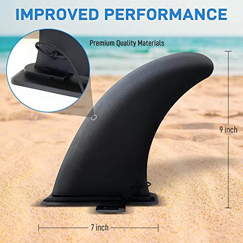 Aqua 9" Surfboard Fin – Inflatable Paddleboard Fin – Quick Release Detachable Longboard Center Fin – Easy Diy No-Tool Installation – Improves Stability – Ideal For Beginners And Pros #TOP2