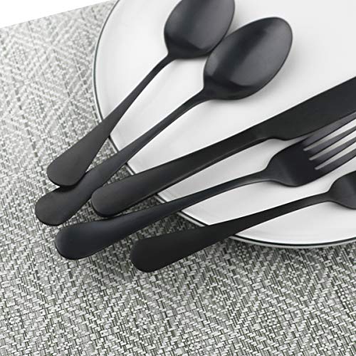 Matte Black 4 Piece Pie Server 8.85-Inch Pizza Cutter Knife Spatula Slice Stainless Steel Table Flatware Set Cake Server Serving Utensils Silverware Dishwasher Safe For Party #TOP4