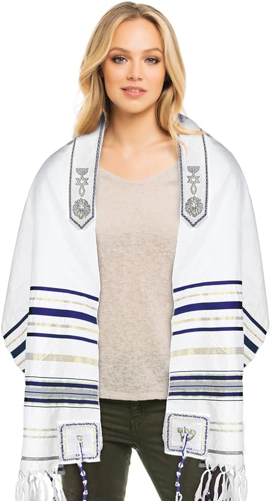 Messianic Tallit Prayer Shawl 72"x 22" with Bag For Men & Women