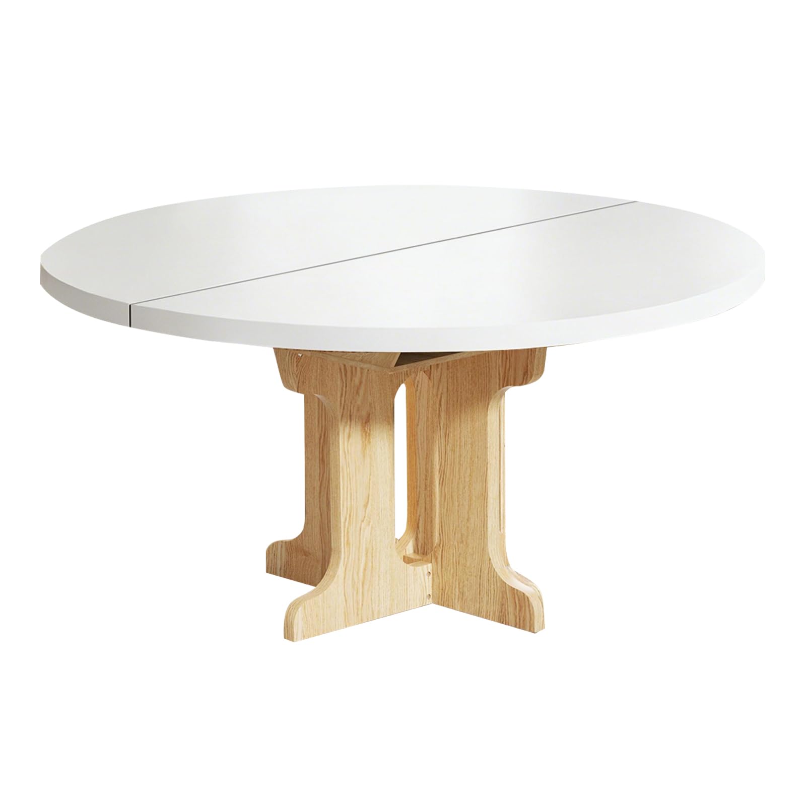 Tavolo da pranzo rotondo allungabile 90-120 cm, moderno per 2-8 persone, tavolo da cucina ovale con robusto telaio a colonna, salvaspazio, per cucina e sala da pranzo (bianco)