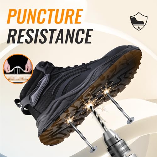 Image of Steel Toe Shoes for Men, Lightweight Safety Work Shoes, Breathable Puncture-Resistant Work Shoes for Warehouse, Factory and Light Construction