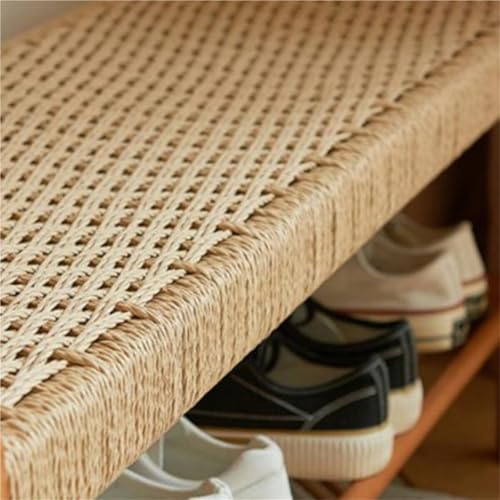 Banc de rangement à chaussures en rotin et bois massif VZXATYOP - 8
