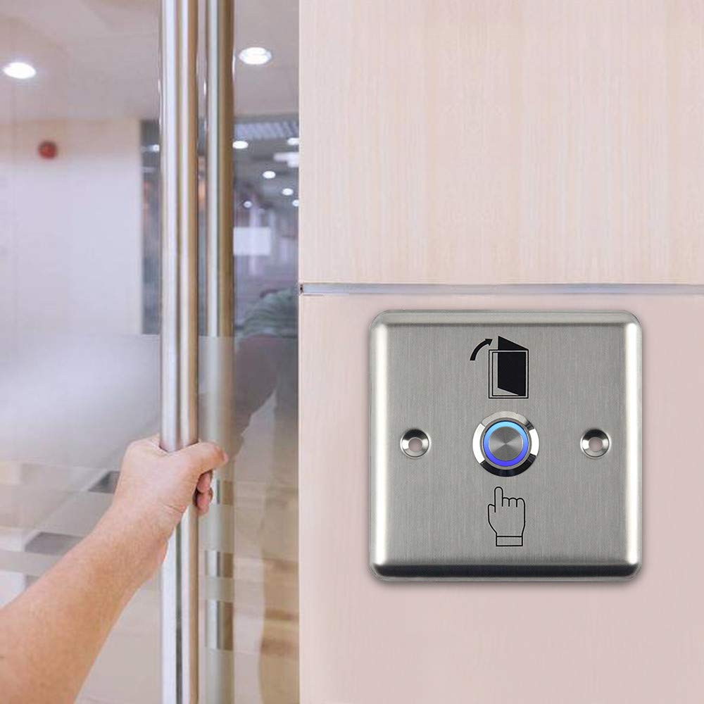 Interrupteur de Verrouillage de Porte 12 V (DC) - Système de contrôle d'accès - Installation Facile (Acier Inoxydable 86 avec lumière)