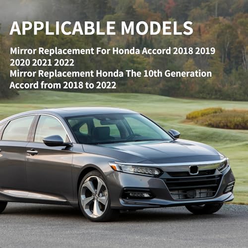 Image of Passenger Side Mirror Replacement for Honda Accord 2018 2019 2020 2021 2022 - Right Side Mirror Glass, Rear View Mirrors Glass with Power Heated