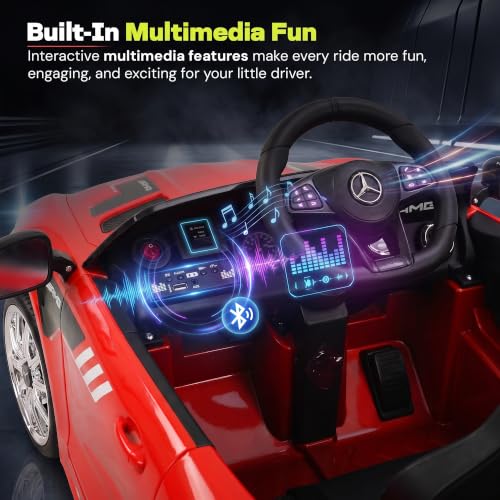Image of Baybee Spyder Battery Operated Car for Kids | Rechargeable Battery Car with Bluetooth & USB | Electric Kids Car with Parental Control, LED Lights & Music | Ride on Cars for Kids 1-5 Years (Red)