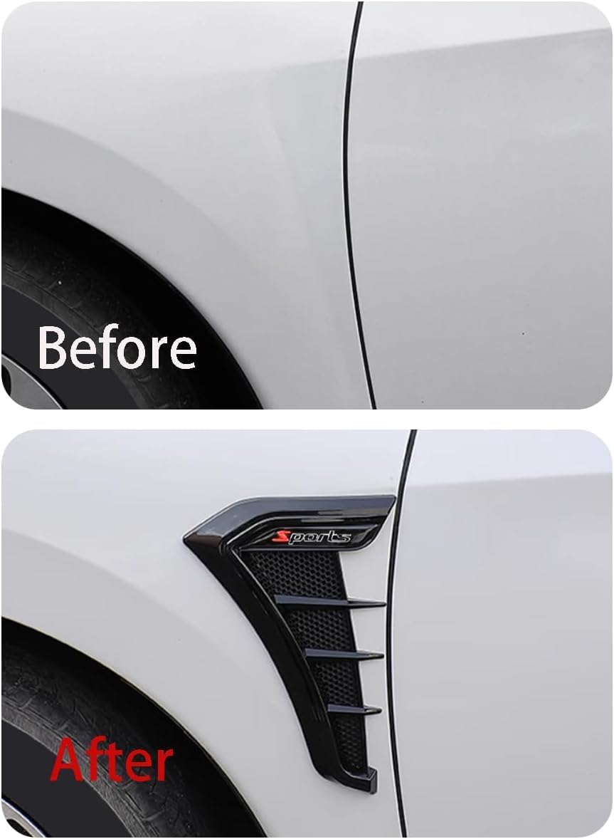 2Pz Adesivi Griglia Presa d'Aria Parafango Laterale per VW Golf 5 + Golf 6 Variant 2007-2013, Finitura Cofano Nero Emblema Carrozzeria Decorazione,Black