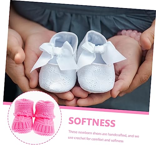 1 Pair Knitting Shoes for Kids Warm Shoes Baby Knitting Shoe Handmade Knitting Shoes Baby Shoes Booties Baby Crochet Shoes Baby Boots Yarn Spring and Autumn Pink Newborn4