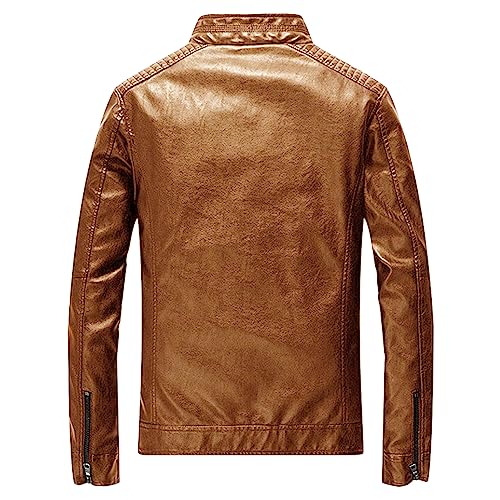 Chaqueta de cuero sintético para hombre color amarillo miniatura 3