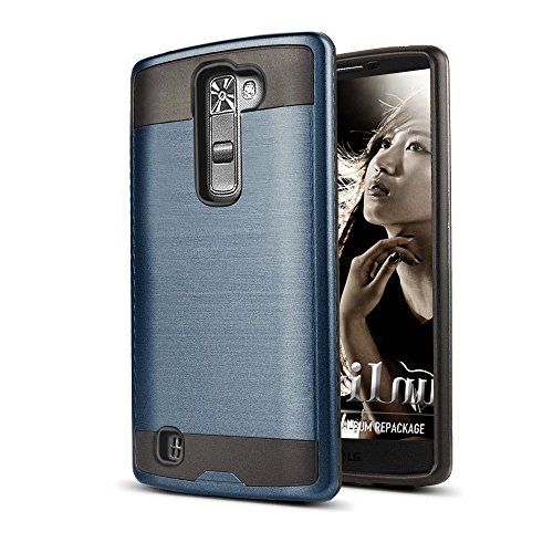 LG K10 Case, LG Premier Case, kaesar [Slim Fit] [Shock Absorption] [Impact Resistant] Brushed Metal Texture Hybrid Dual Layer Slim Protector Case Cover for LG K10 / LG Premier LTE - Navy
