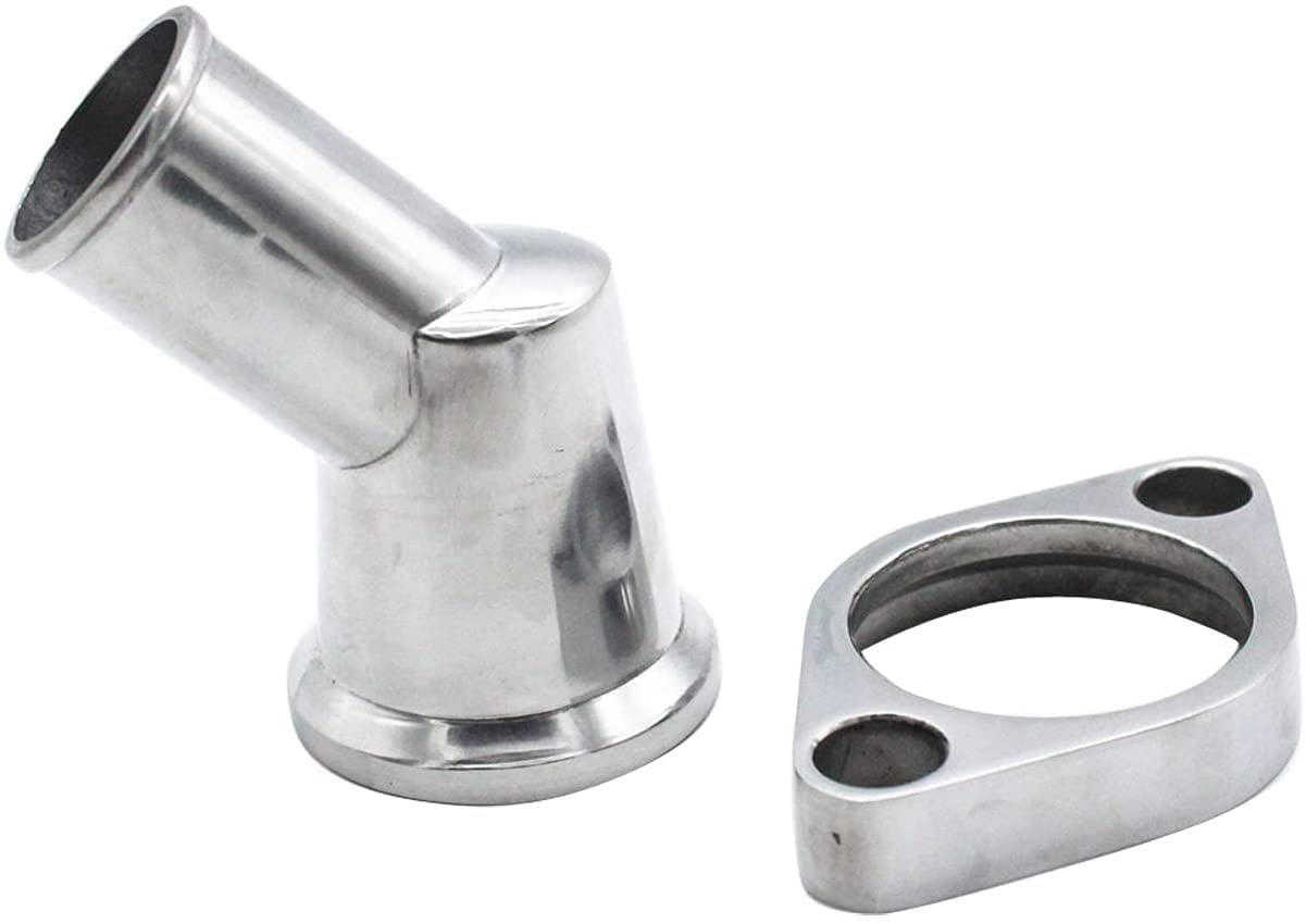 1 SET SHLPDFM chrome Steel Chevy Water Neck 45 Swivel Polished aluminum Water Neck Thermostat Housing Compatible with SBC BBC CHEVY 327 350 396 454 Engines product thumbnail 4