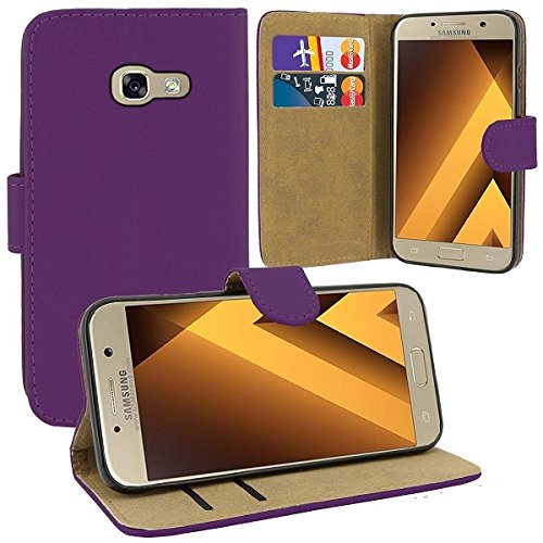 TheMax®   Funda tipo libro para Samsung Galaxy S4 Mini (S4 Mini, piel, ranuras para tarjetas y dinero en efectivo, función atril), color morado