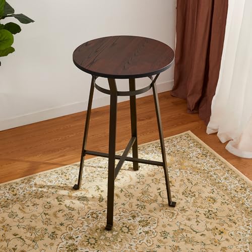 Glitzhome Round Bar Table, 41.25" H Wood Bistro Pub Table with Metal X-Leg Footrest, Rustic Kitchen Island Table for Dining Coffee Cocktail Living Room Small Space by Glitzhome - Used condition - US$93.65