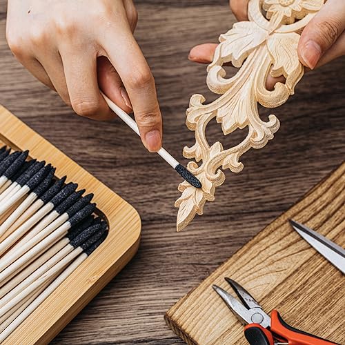 Leriton XEI-LERITON-0015 60 Pcs Sanding Sticks Double End Matchsticks Sanding Twigs Fine Detailing Polishing Sticks thumb #4