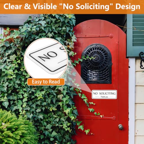 Image of MOWPOG 2 Pack No Soliciting Sign Sticker for House Front Door, White /Black