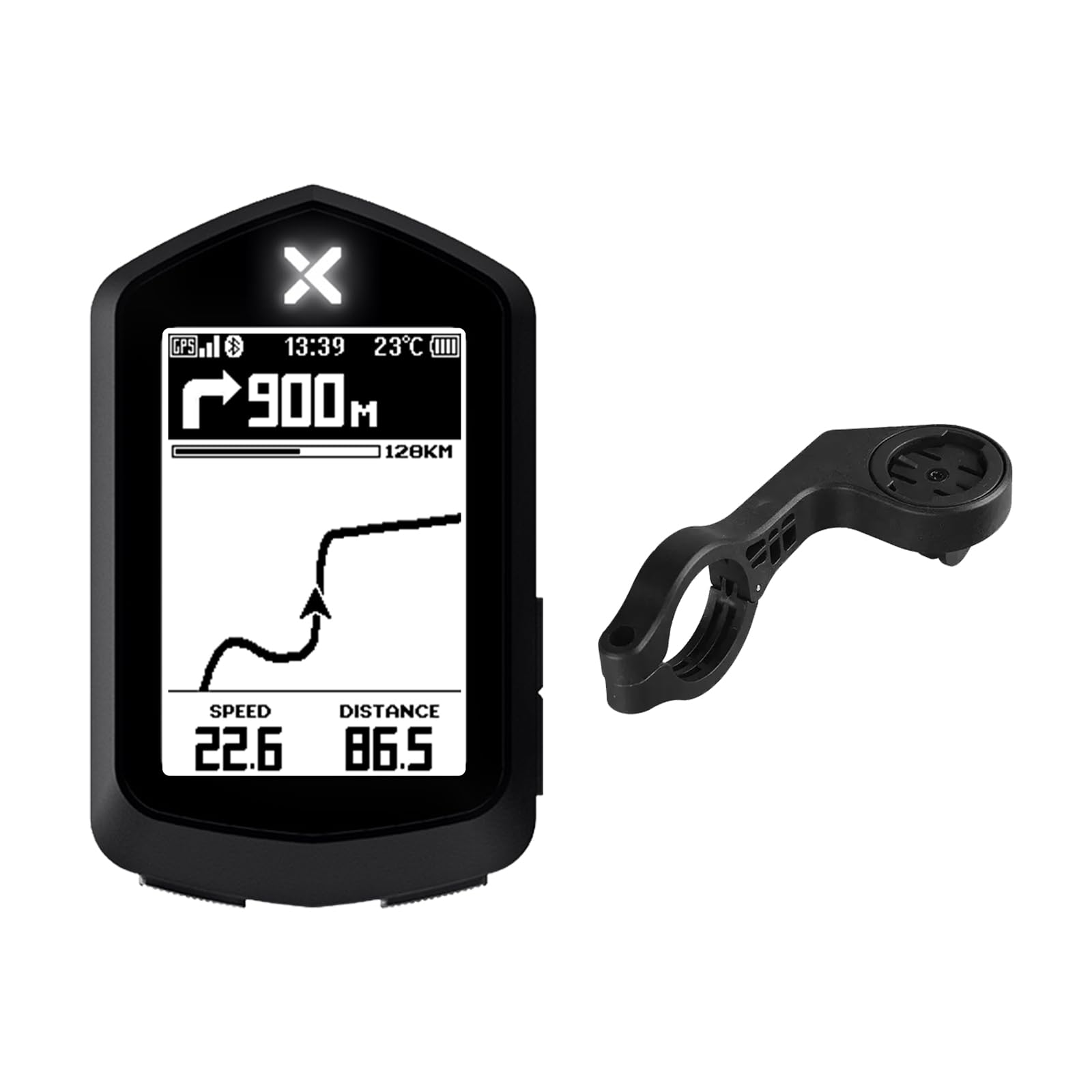 XOSS NAV Cycling Computer GPS Wireless Ant+ Cycling Computer GPS with Bluetooth, IPX7 Waterproof Bicycle Speedometer Odometer with 2.4Inch LCD and Auto Backlight Fits All Bikes