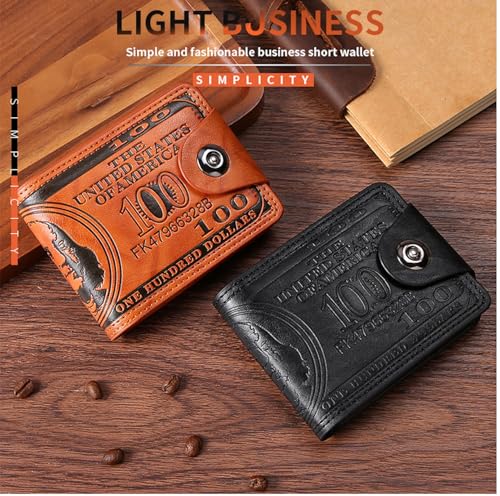 Men's wallet, US dollar pattern, ultra-light PU bag, multi-functional retro multi-card slot men's wallet/4.3 * 3.4in2