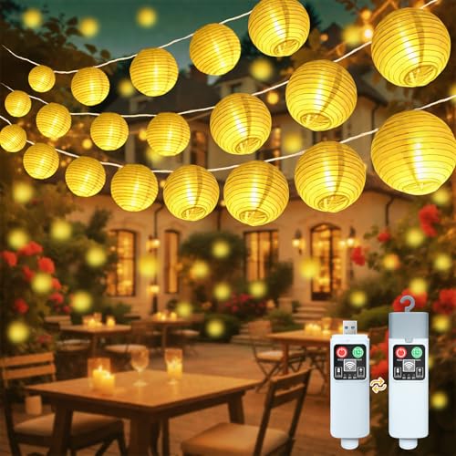YIFMOO Lampions Lichterkette Batterie, 6M 20LED Lampions Außen...