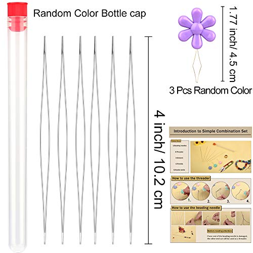 6 Pieces Beading Needles Big Eye Beading Needles Beading Embroidery Stainless Needles With Needle Bottle And 3 Pcs Bead Needle Threader For Jewelry Making (4.01Inch) #TOP1