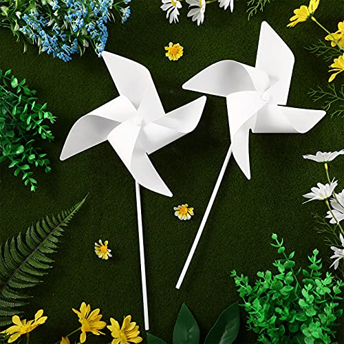24 Pieces DIY Paper Pinwheels Handmade White Blank Paper Pinwheels for Boys and Girls Graffiti Paper Craft, School Work, Home Crafting, Craft Group Activities - Thumbnail 3