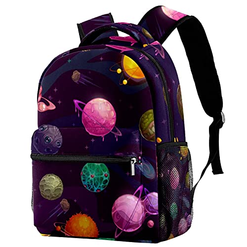 Sac à dos d'école Octopus Cosmic Planètes multicolore pour ordinateur portable 14 pouces