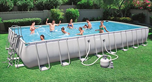 Bestway Power Steel Frame Pool Komplettset viereckig, mit Sandfilteranlage, Leiter, Boden- & Abdeckplane, 956x488x132 cm… – Bild 3
