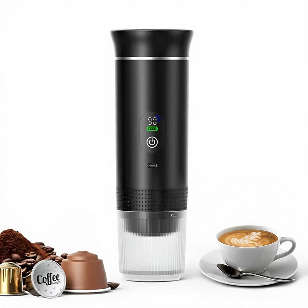 Hybrid Dec Cafetera Portátil Espresso con Calentamiento Rápido | USB-C | Máquina de Café Portátil Automática 3 en 1 muy fácil de usar | Ideal para Viajes, Oficina y Camping (PRO 80ML LED)