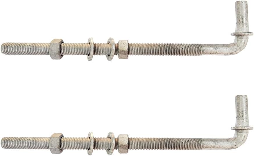 12" J Bolt Gate Hinge with 5/8" Male Pin Galvanized J Bolt Hinge w Washers and Nuts for Chain Link Fence 2pcs