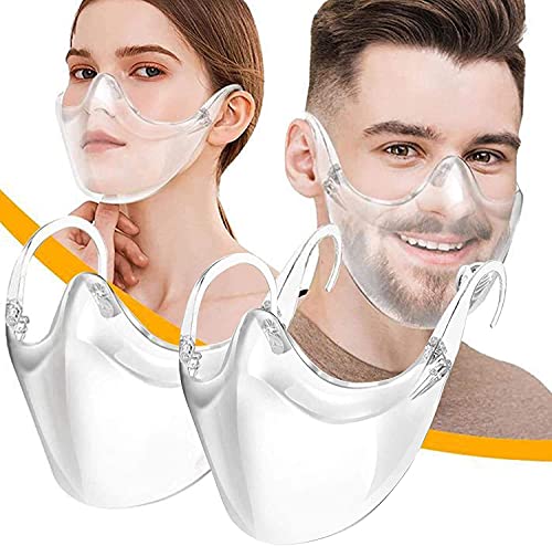 SpoolX Reusable Transparent Face Masks, Upgraded Breathable, Clear Plastic Anti-Fog Dustproof Windshield Protective For Women Men (2PCS)
