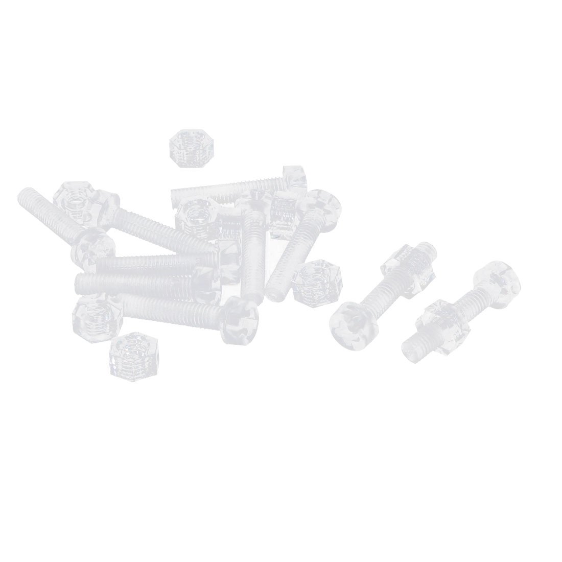 Uxcell Sourcingmap M3 X 15Mm Plastic Hex Nuts Phillips Pan Head Screw Bolt Clear 10Pcs