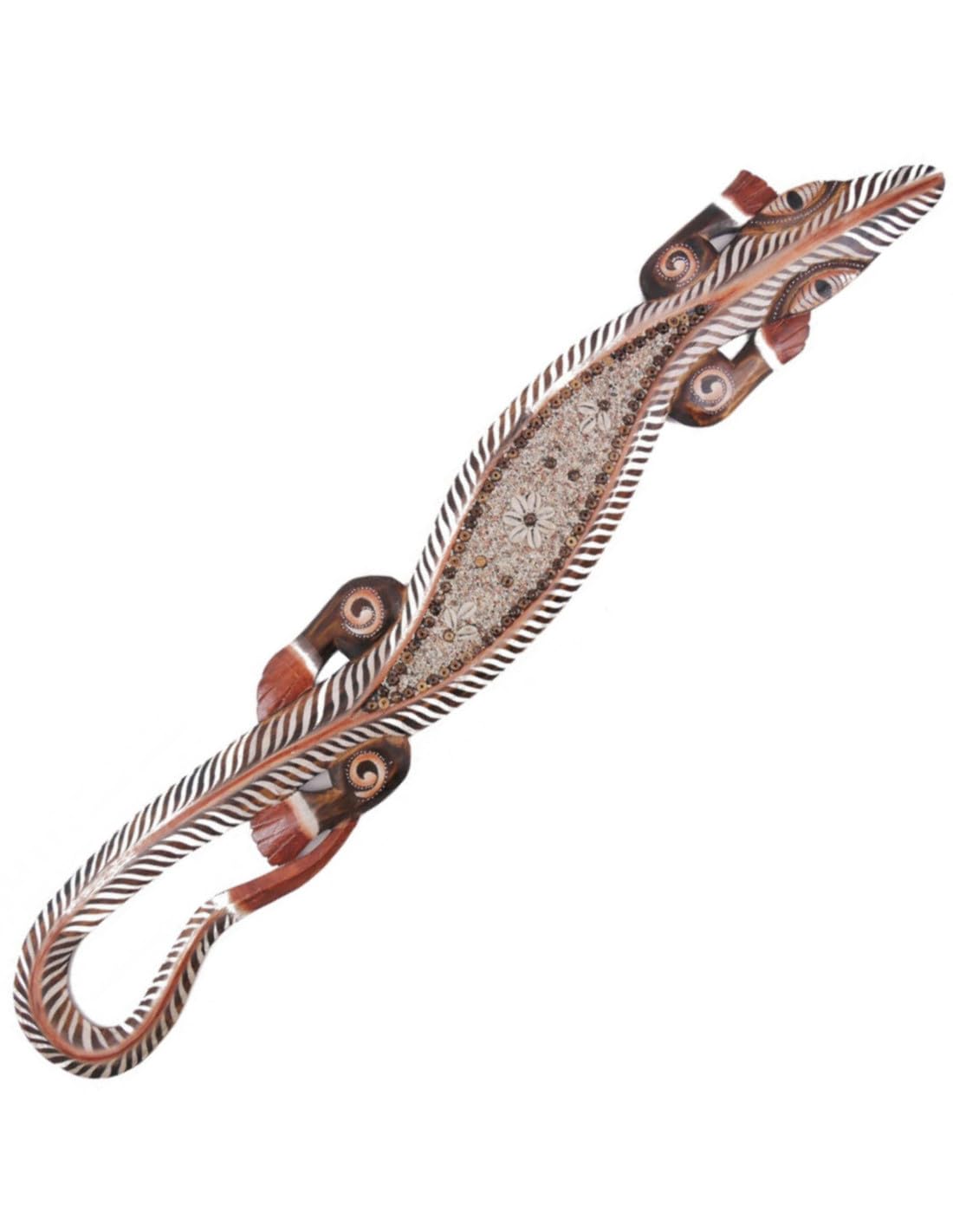 Gecko grande formato decorazione conchiglie - Bordo da parete in legno XL 100 cm