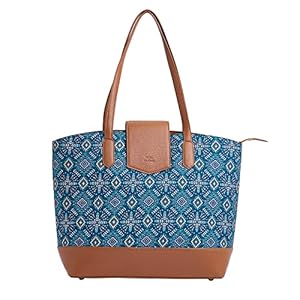 TEAL BY CHUMBAK Women’s Office Tote Bag | Stylish Tote for 15-inch Laptop | Professional Printed Canvas Tote Bag