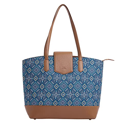 TEAL-BY-CHUMBAK-Womens-Office-Tote-Bag-Stylish-Tote-for-15-inch-Laptop-Professional-Printed-Canvas-Tote-Bag