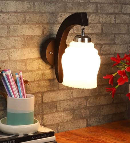 Image of SINOMAN Wall Light for Living Room Modern /Wall Lamps for Bedroom /for Living Room /Wall Lights for Home Decoration /Bedside Wall lamp (Wooden Frosted Light, Without Bulb)