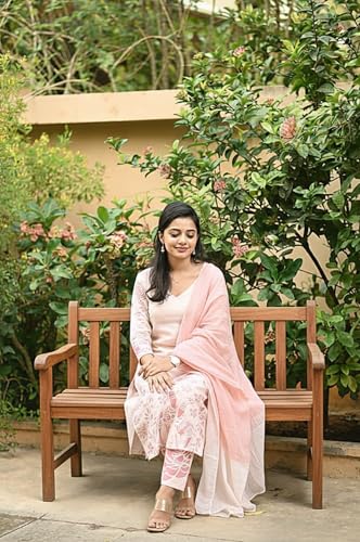 Image of ANNI DESIGNER Women's Rayon Viscose Straight Printed Kurta with Pant and Dupatta | Elegant Floral Print Kurti Set | Soft Breathable Fabric | Stylish Ethnic Outfit for Office, Festive & Casual Occasion
