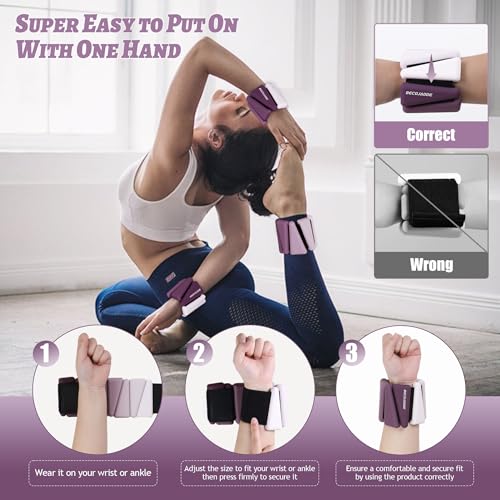 Image of BECOJADDE Ankle Weights for Women Wrist Weights Set of 2 (1 lb /2 lb Each) Adjustable Arm Leg Weight for Womens Men Suitable for Walking Swimming Running Pilates Yoga Gym