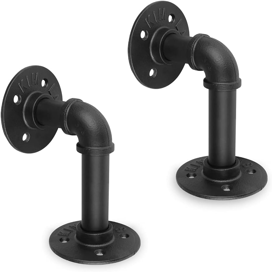Industrial DIY Black Pipe Shelf Brackets,2 Pack DIY Iron