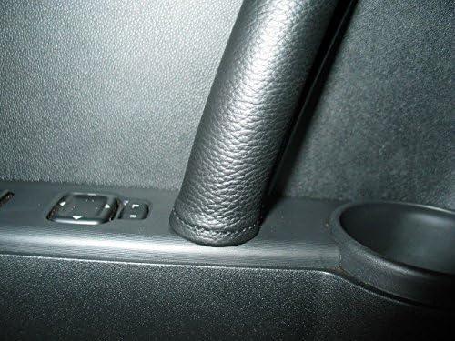 RedlineGoods Door Pull Covers Compatible with Mazda Miata NC 2006-15. Tailor Made - not Universal. Genuine top-Grade Italian Black Leather with Red Thread