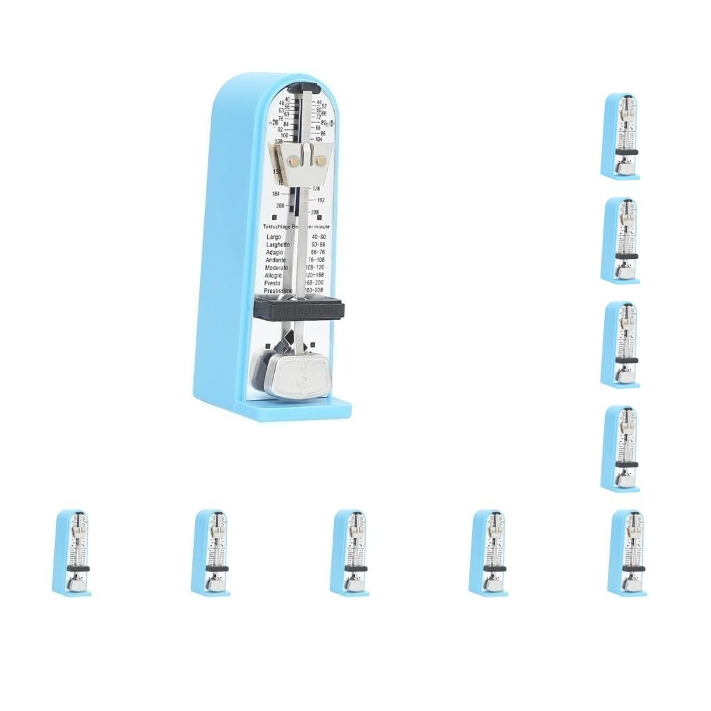 Metrónomo mecánico universal para guitarra, ukelele, instrumento musical, azul, 11 x 5,2 x 3,5 cm, 10 unidades