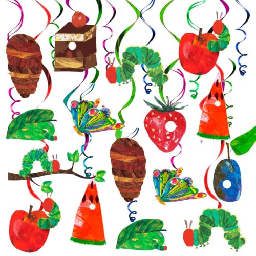 Image of 40pcs Hungry Caterpillar Hanging Swirl Butterfly Birthday Party Decorations | Hungry Caterpillar Party Supplies, 1st Caterpillar Birthday Decorations, Spring Party Decorations
