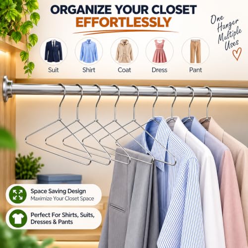 PulGos 24 Pack Metal Clothes Hangers, Silver Pack of 24 - Image 7