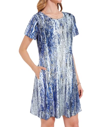 Image of JOLIGAL Summer Dresses for Women Casual Short Sleeve Sundress Scoop Neck Beach T Shirt Dress with Pockets 2026