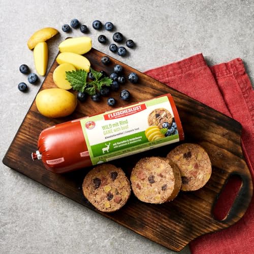 Fleischeslust Wild mit Rind mit Kartoffel & Heidelbeere Wurst (1 x 400 Gramm)