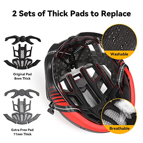 EASTINEAR Adults Bike Helmet with Magnetic Goggle Bicycle Helmet with USB Rechargeable LED Light for Men Women Cycling Helmet with Removable Sun Visor Adjustable Size - Image 4