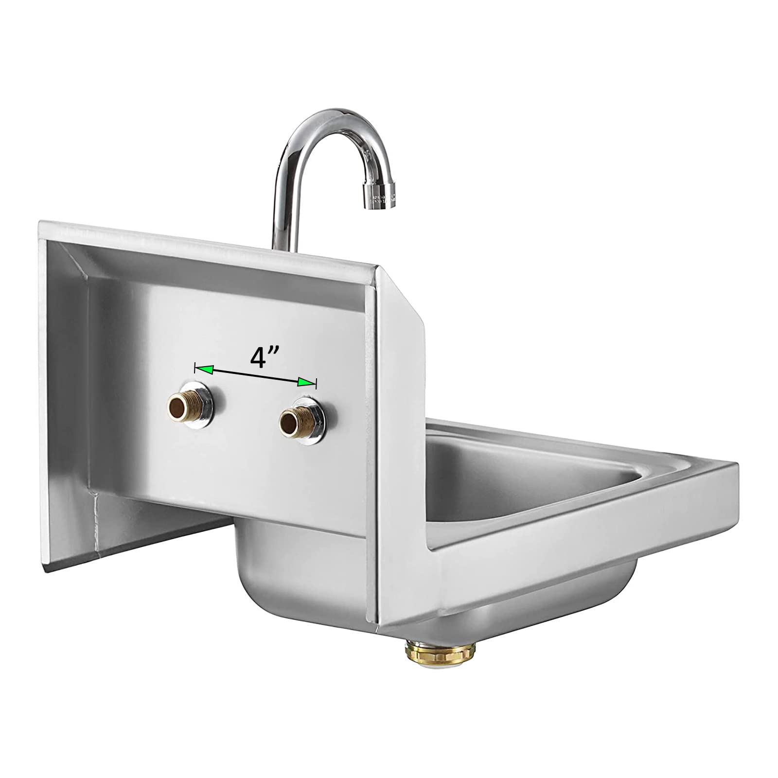 AmGood Lavandino a parete in acciaio inossidabile 12 "x 12" | Lavabo a mano commerciale NSF con rubinetto per ristorante, cucina e casa | Dimensioni ciotola: 8 "x 10"